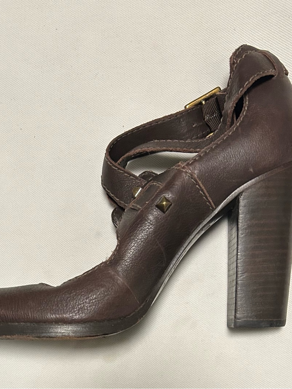Juicy Couture Dark Brown Leather Mary Jane Block Heel